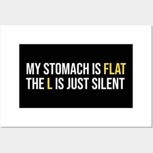 Flat Stomach Funny Saying Posters and Art
